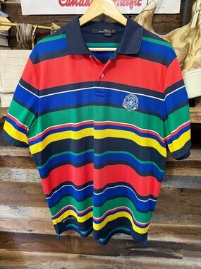2017 PGA CHAMPIONSHIP Polo by Ralph Lauren Navy Multi-Color Striped Polo